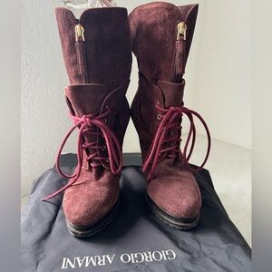 Authentic Giorgio Armani Burgundy Suede Boots